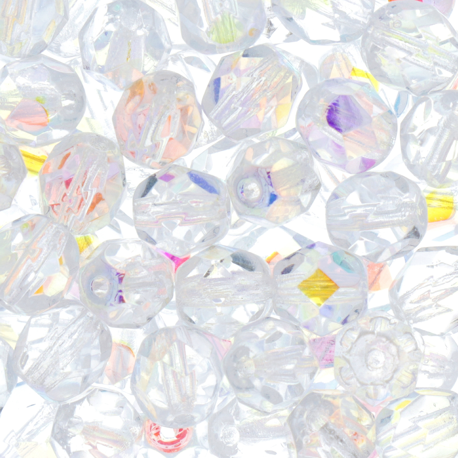 czech fire-polished round beads crystal ab 6mm | 25pc