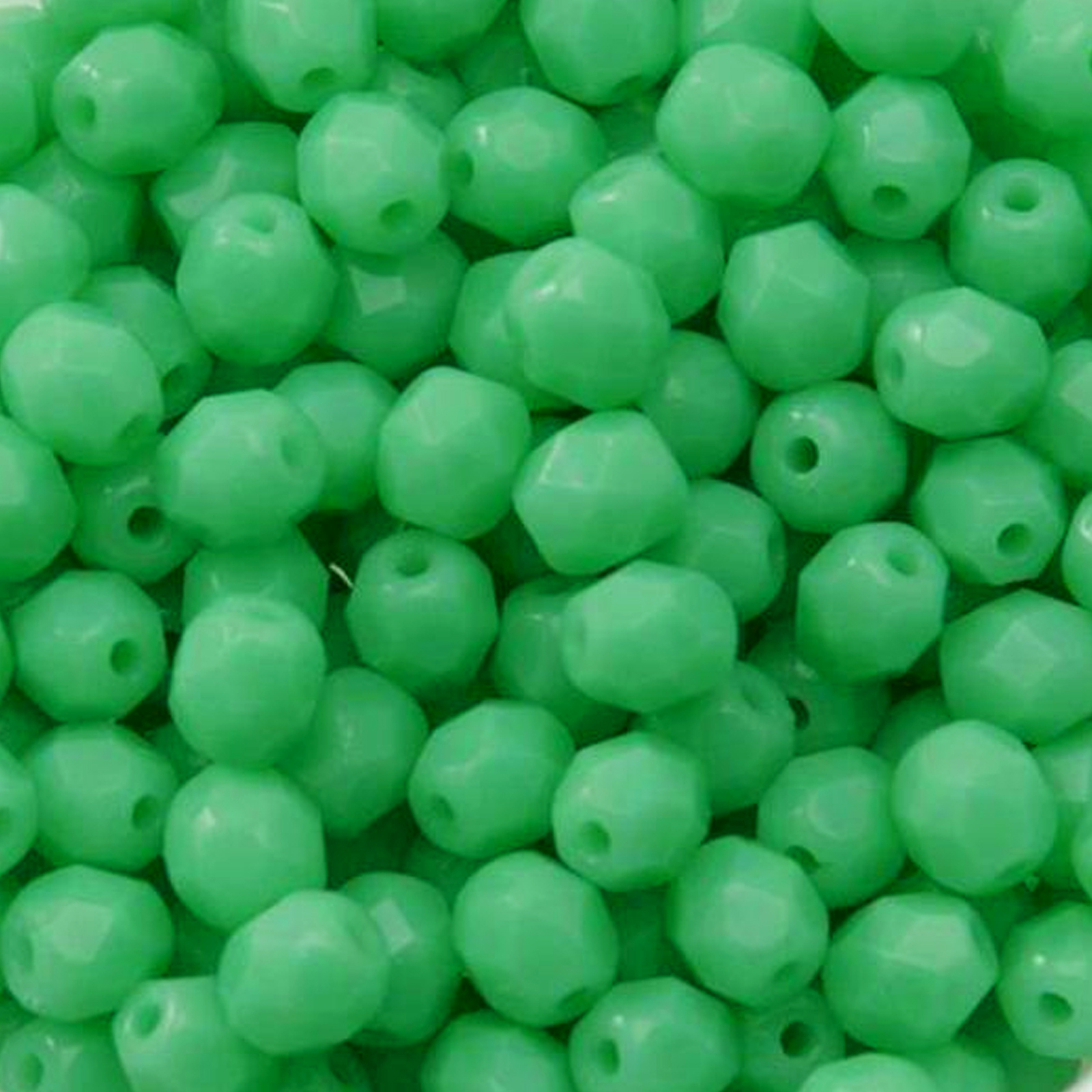 czech fire-polished round beads opaque green turquoise 4mm | 50pc