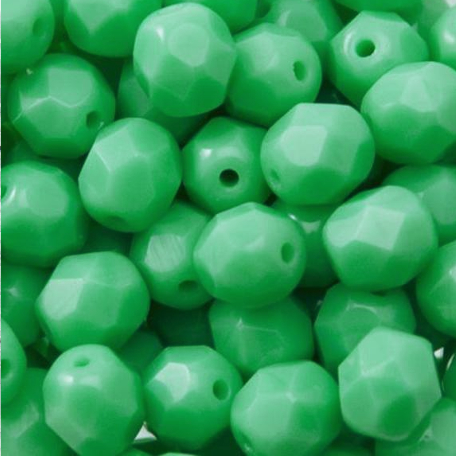 böhmische glasschliffperlen opaque green turquoise 6mm | 25st
