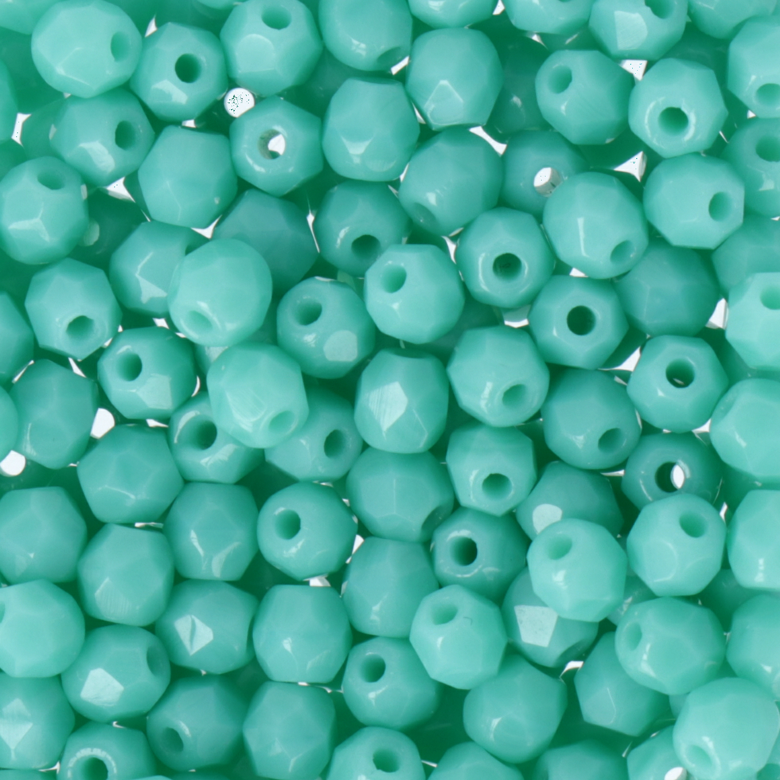 czech fire-polished round beads opaque turquoise 3mm | 50pc