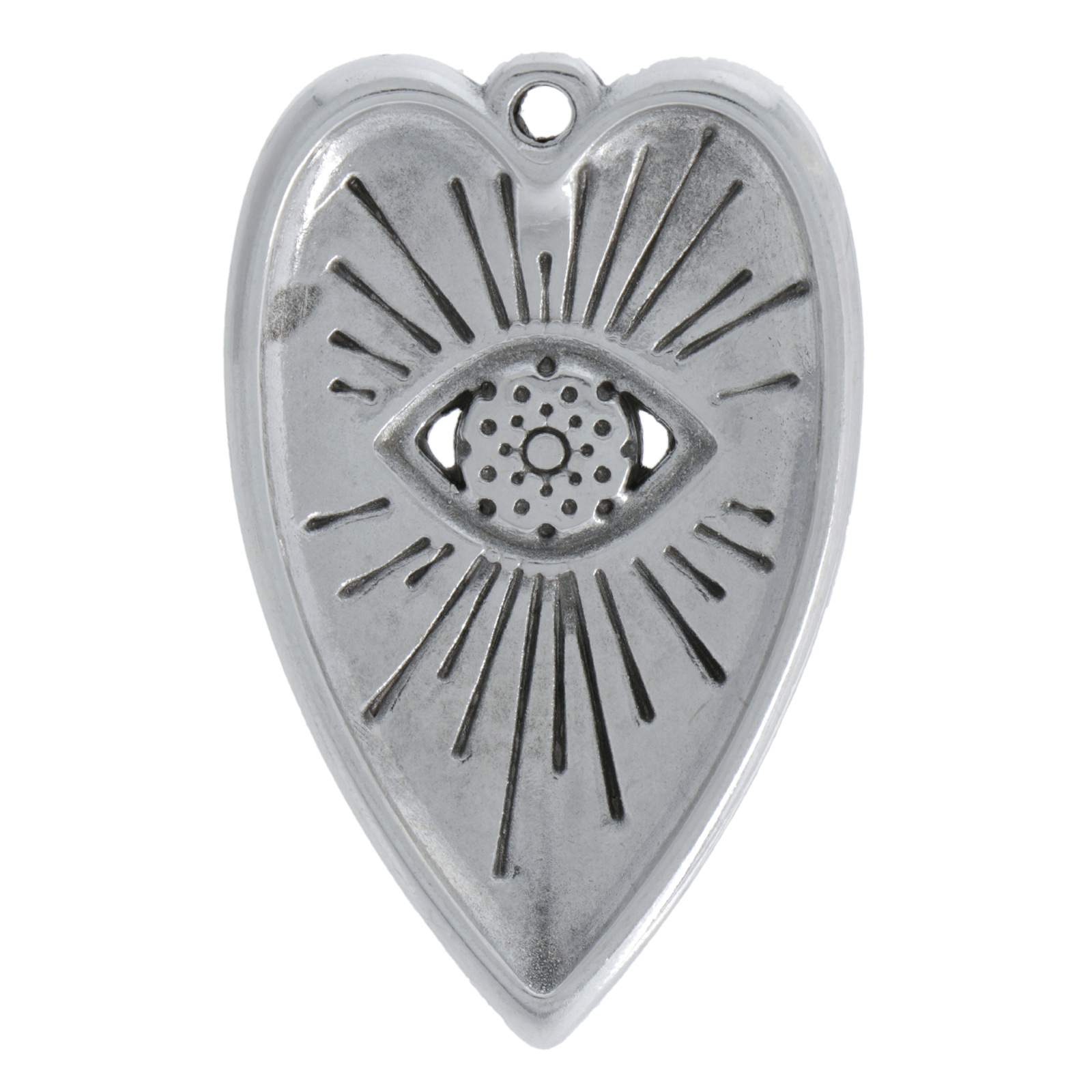 antique silver plated heart eye pendant 40x25mm | 1pc