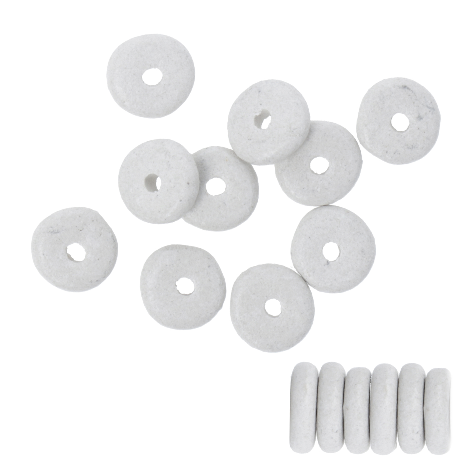 keramik perlen - white heishi 6,5x2,2mm | 50st