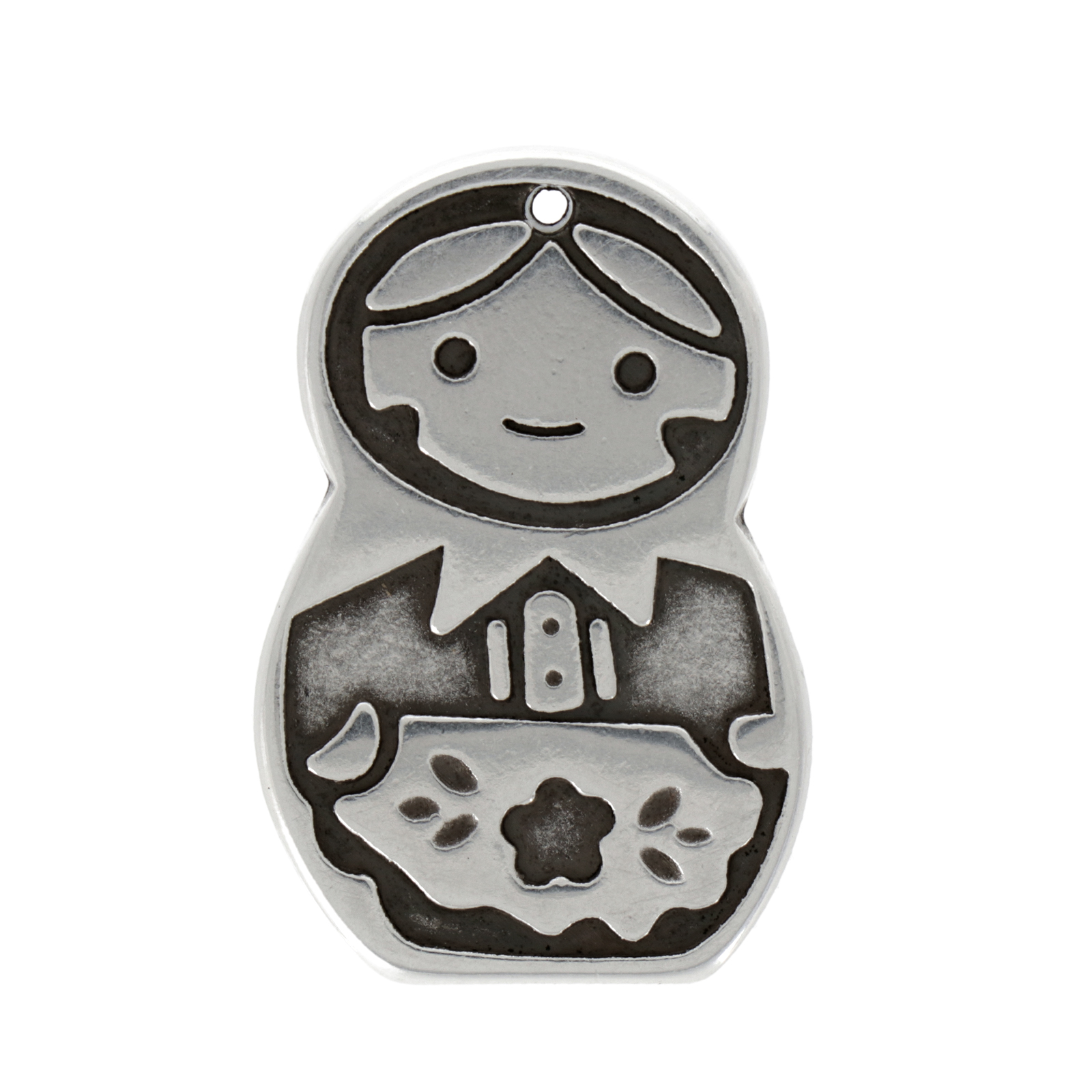 antique silver plated babushka pendant 31x21mm | 1pc