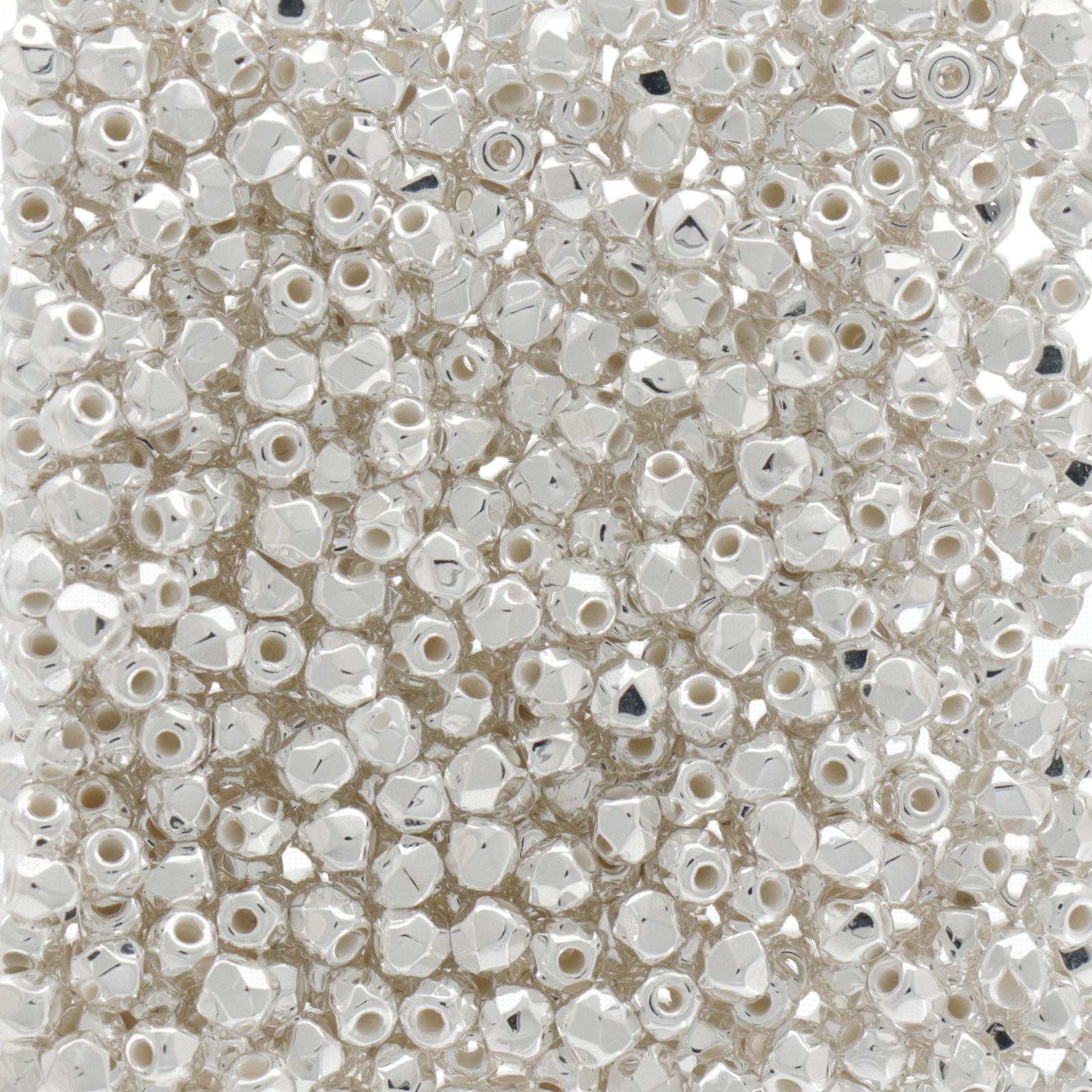 czech fire-polished round beads silver plated 2mm | 50pc