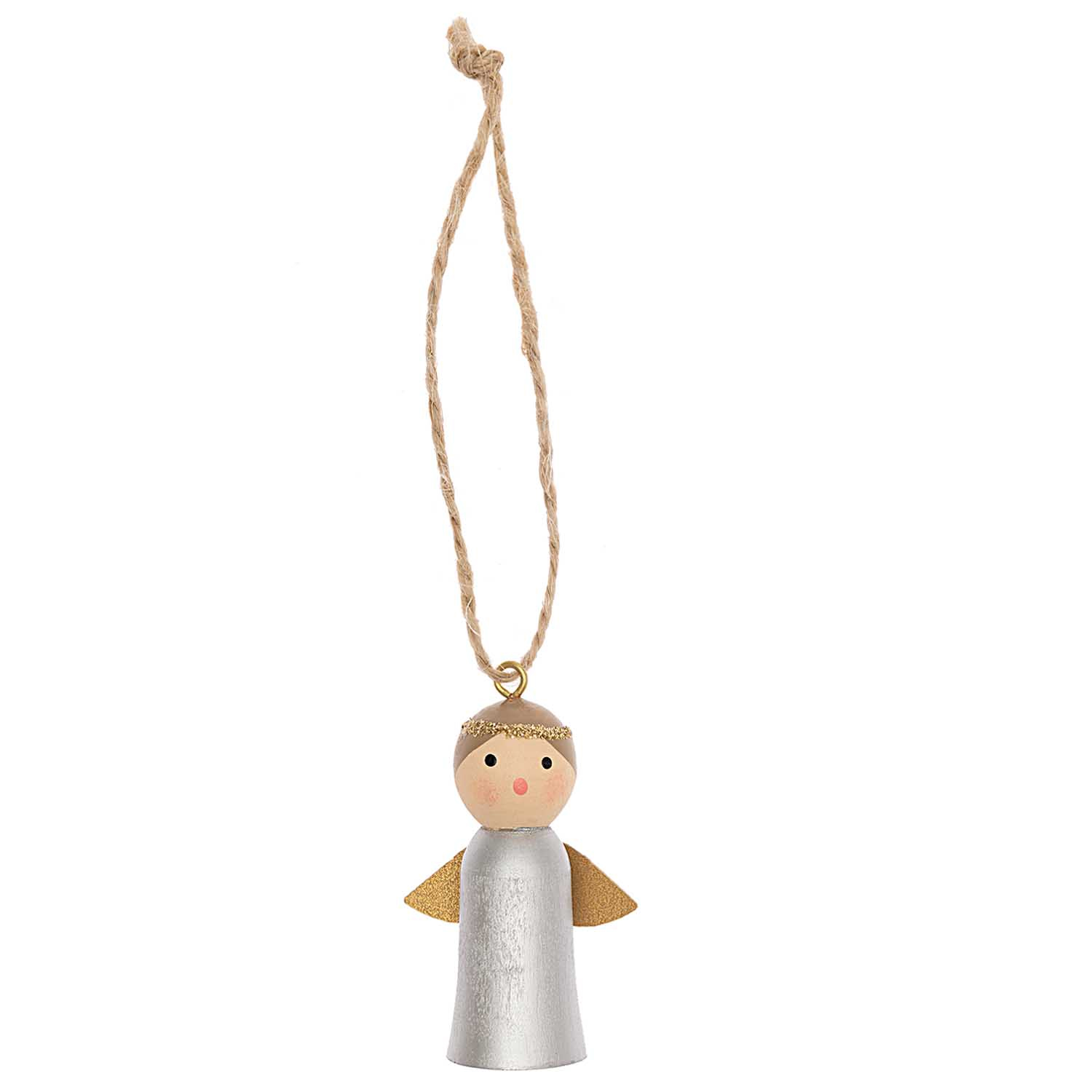 wood angel tag silver 5cm | 1pc