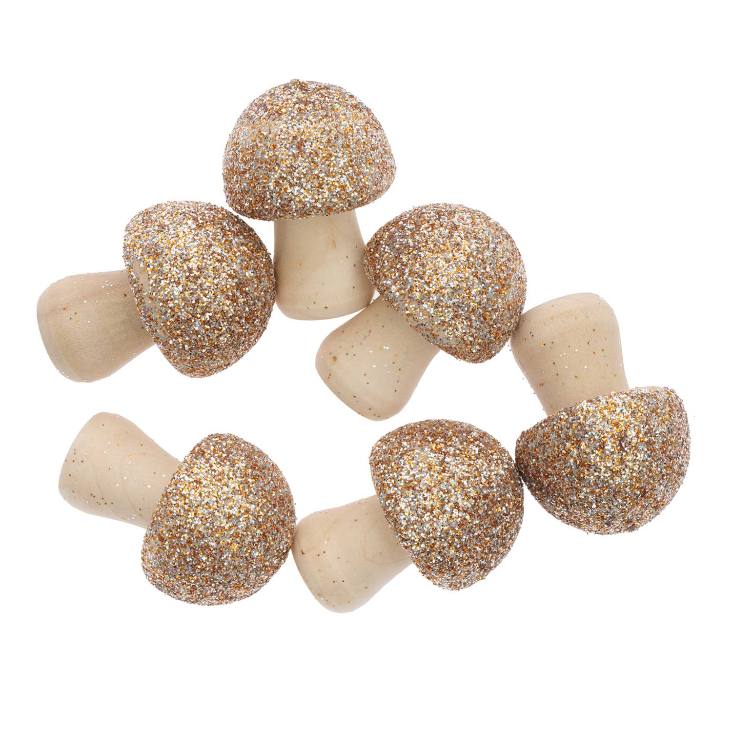 wood mushroom glitter gold 3cm - 6pc | 1pc