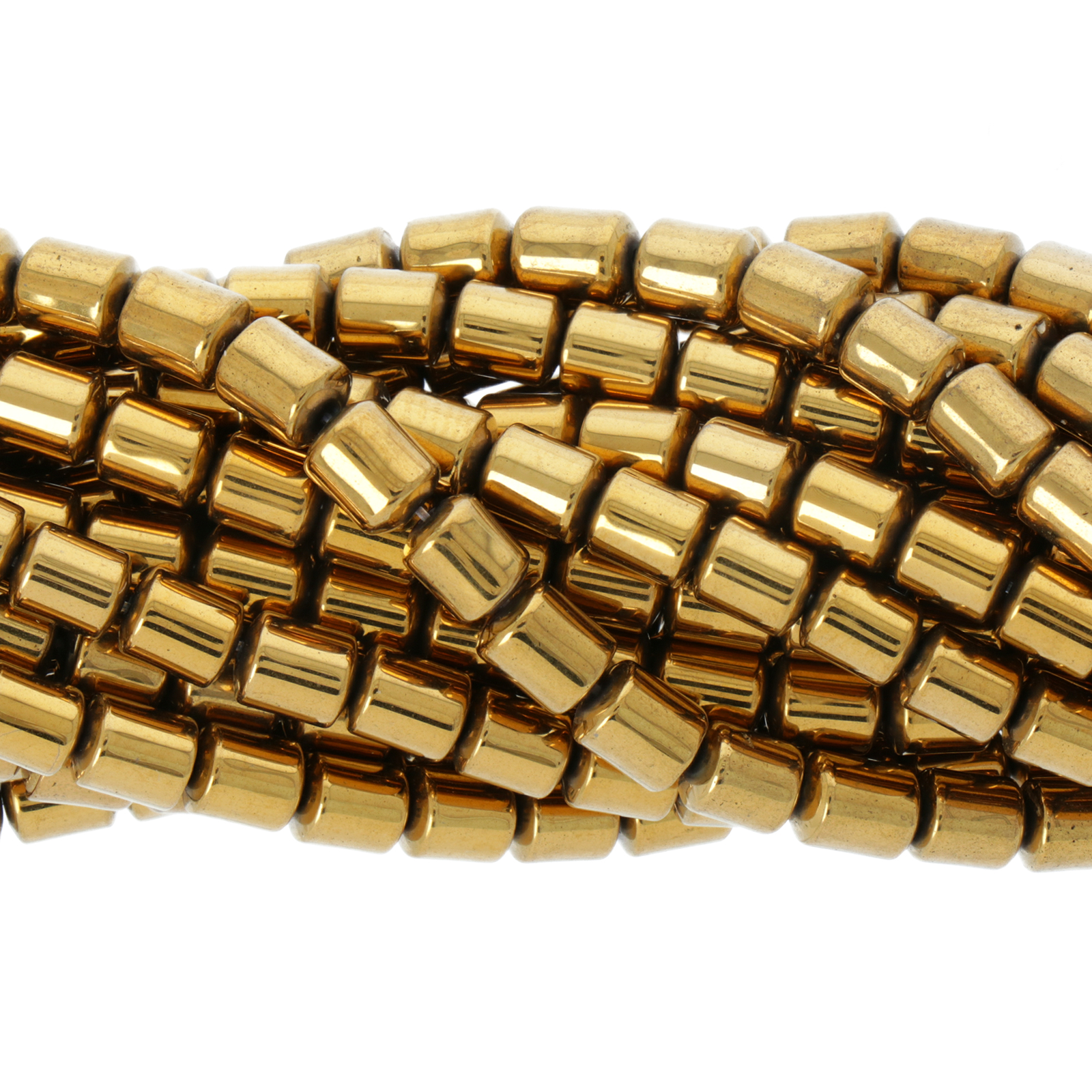 hematite gold smooth tube 5x4mm | 15/16-inch strand