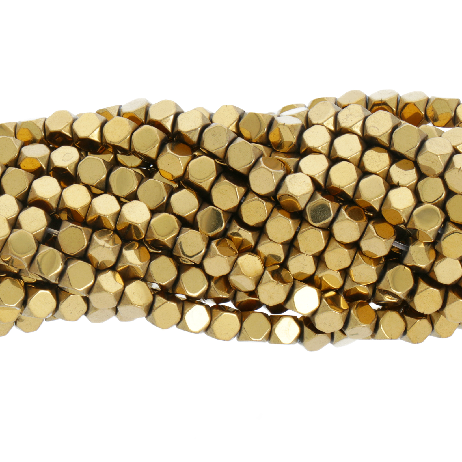 hämatit gold facettiertes würfel 3mm | strang 38/40cm