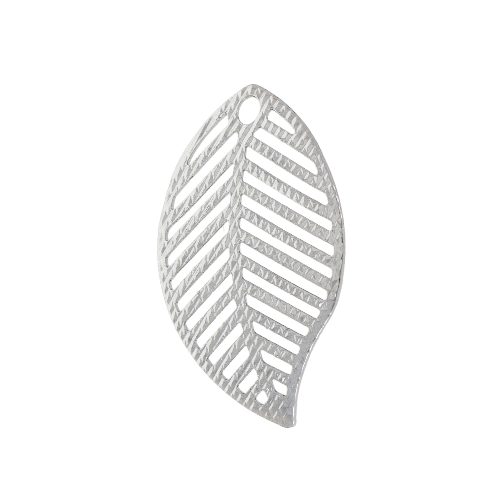 rhodium silver plated leaf pendant 26x16mm | 2pc