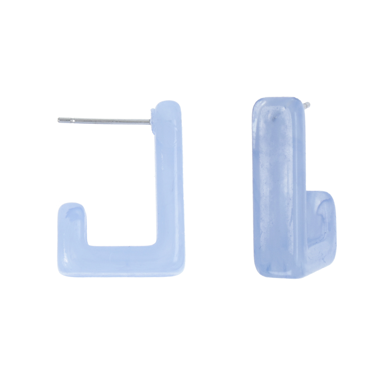 blue resin earrings rectangle 21x16mm | 2pc