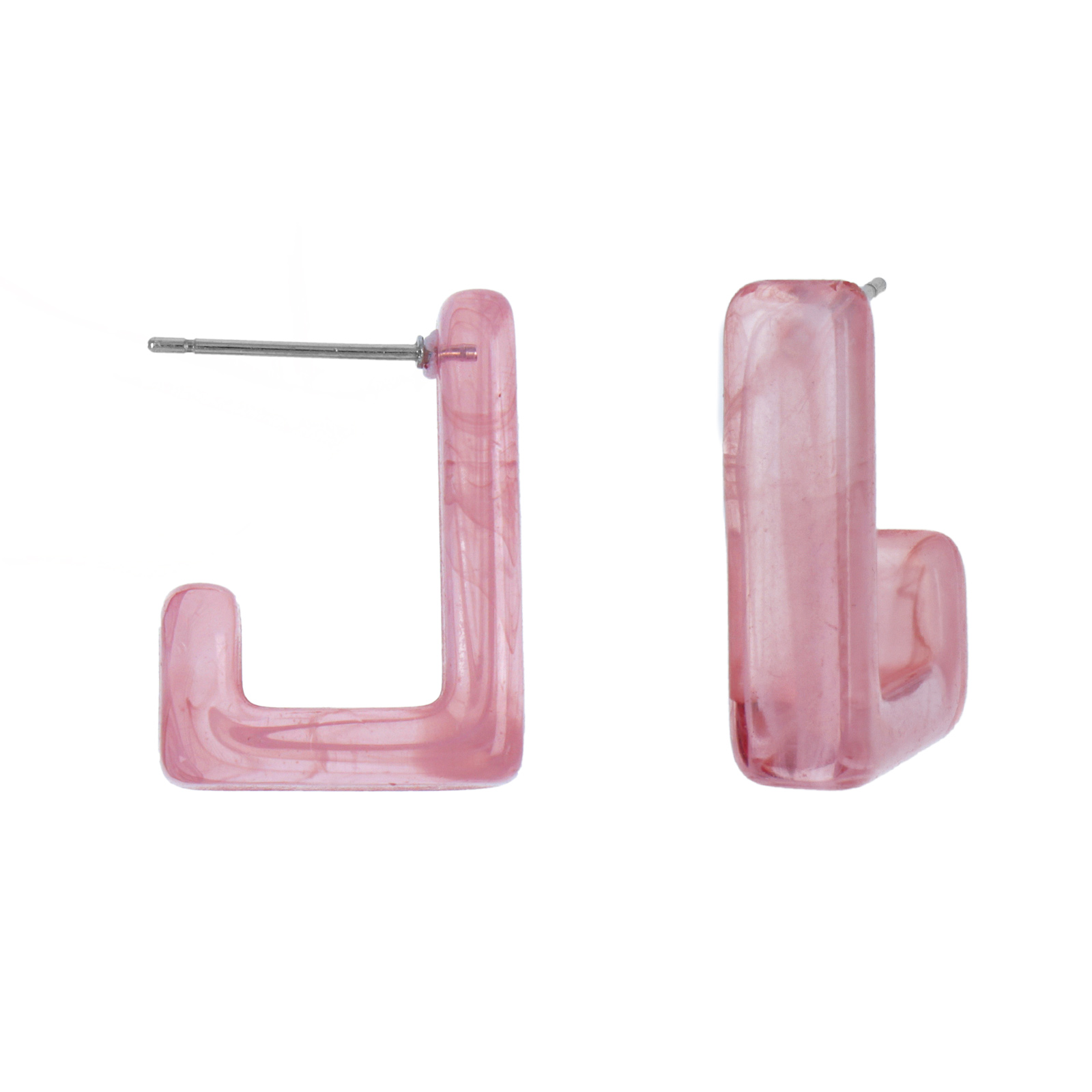 pink resin earrings rectangle 21x16mm | 2pc