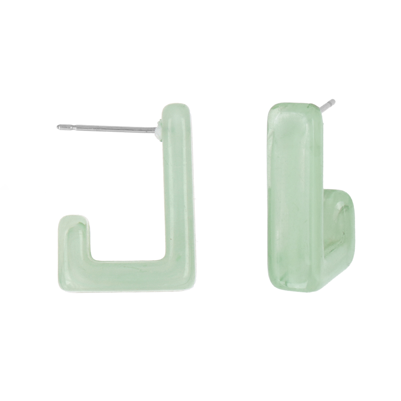 green resin earrings rectangle 21x16mm | 2pc