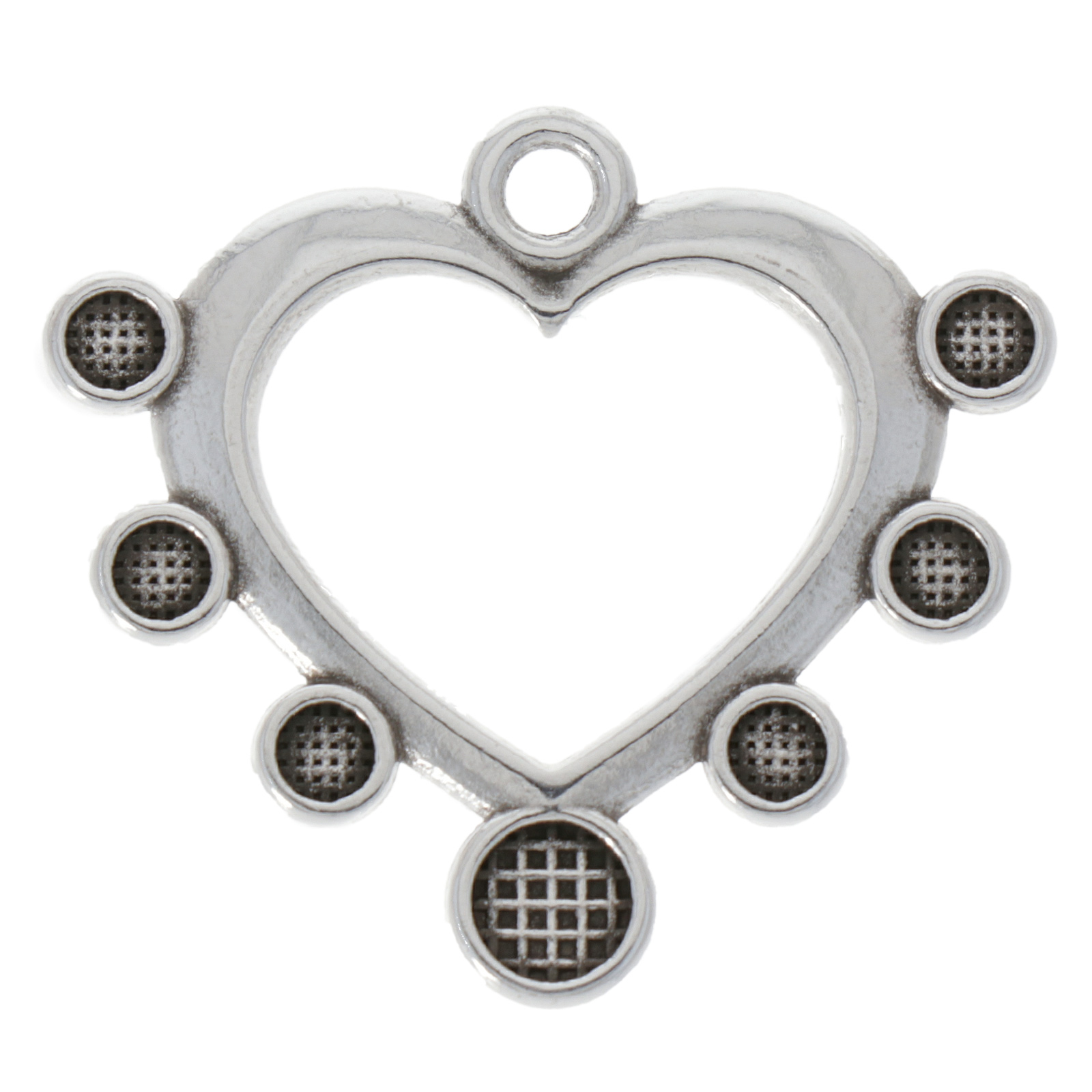 antique silver plated flatback heart pendant 33x29mm | 1pc