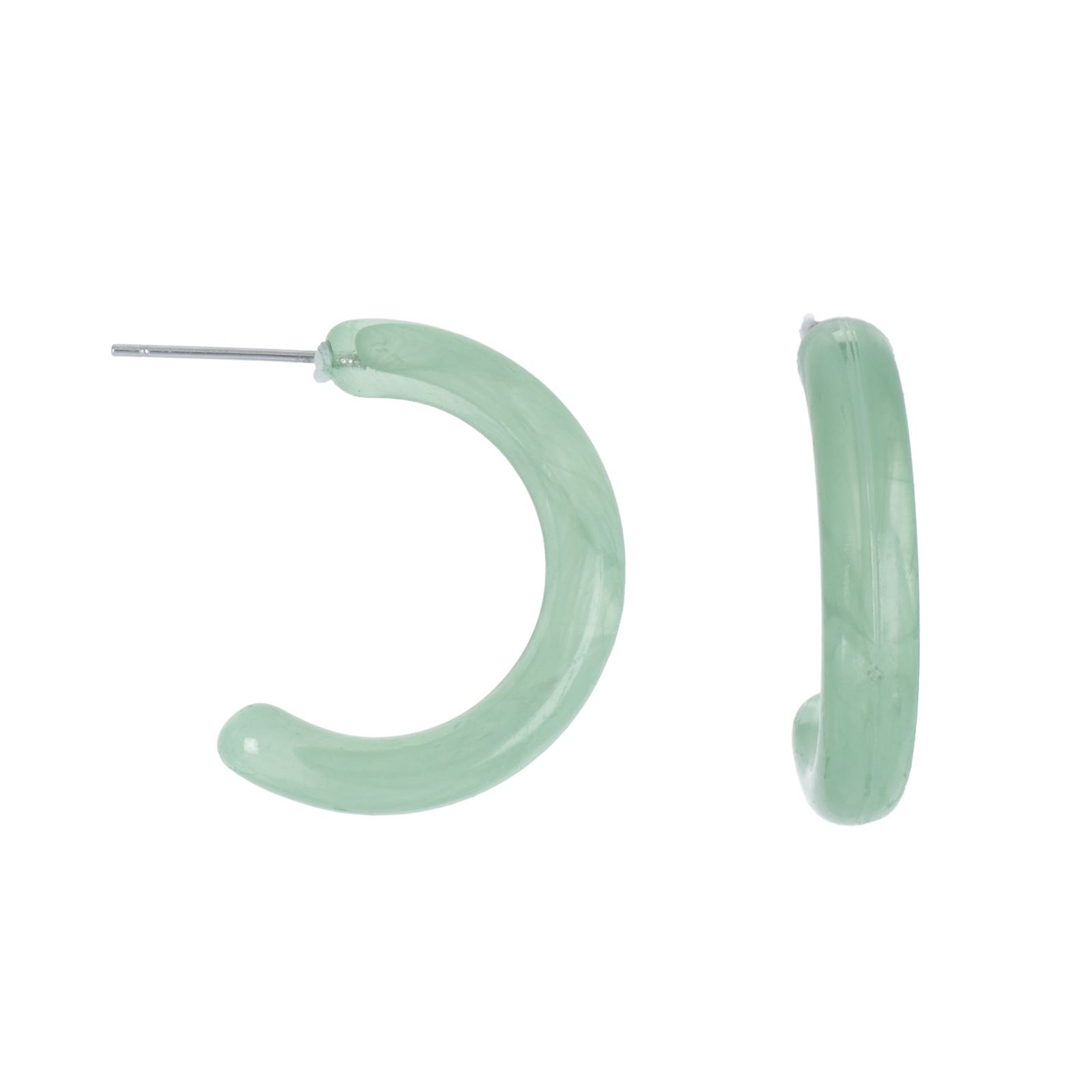 green resin earrings circle 24mm | 2pc