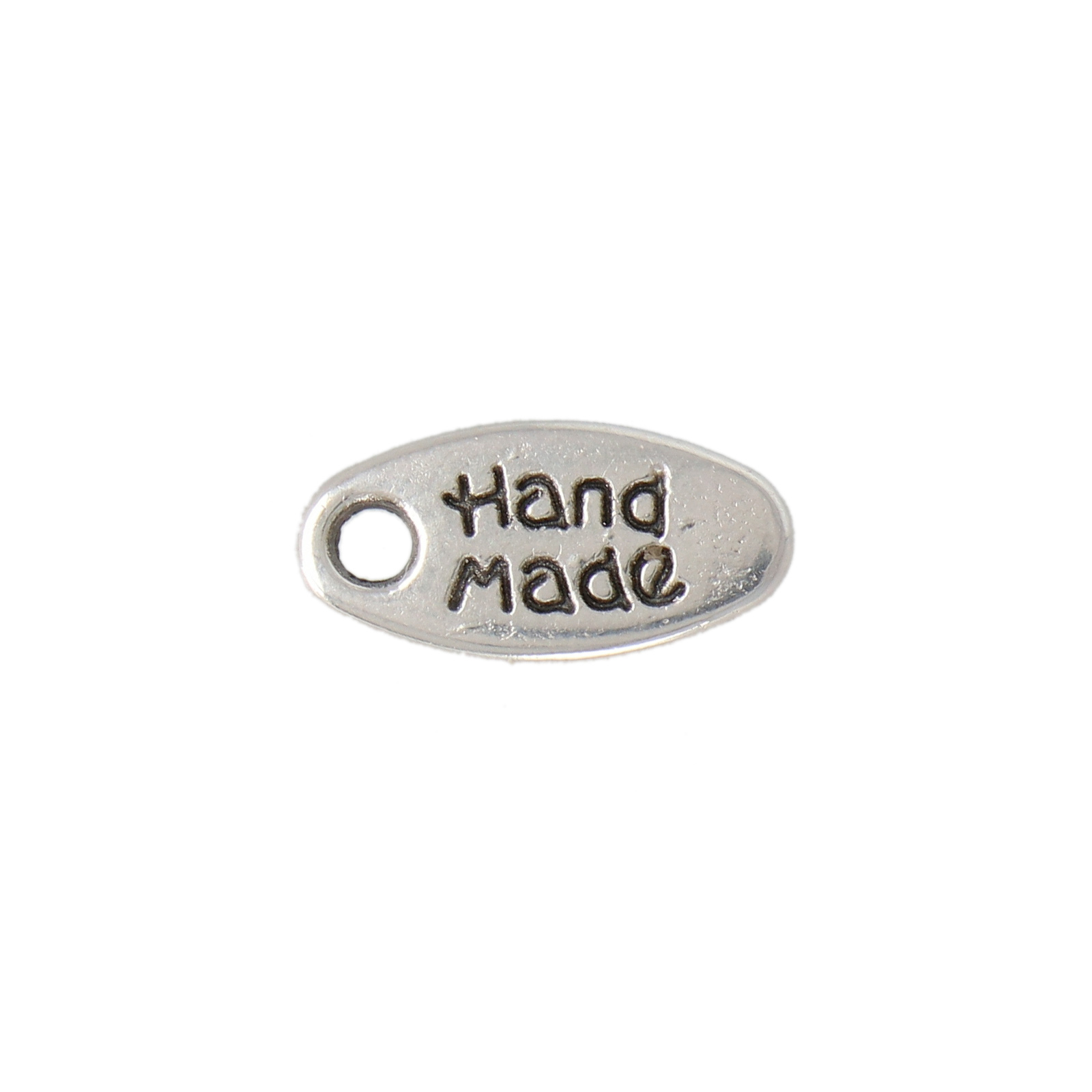 antique silver plated oval tag handmade 11x5mm | 8pc