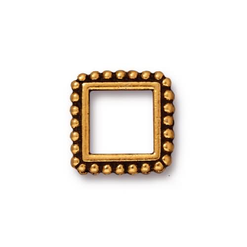 antique gold plated bead frame square 14mm | 1pc