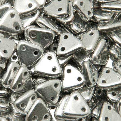 czech glass triangle beads - silver 6mm | 8gr
