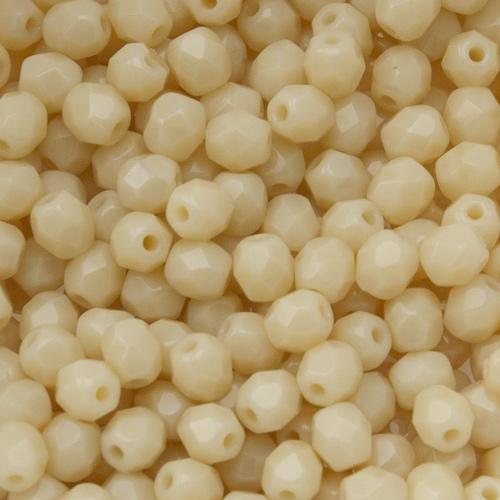 czech fire-polished round beads ivory 4mm | 50pc