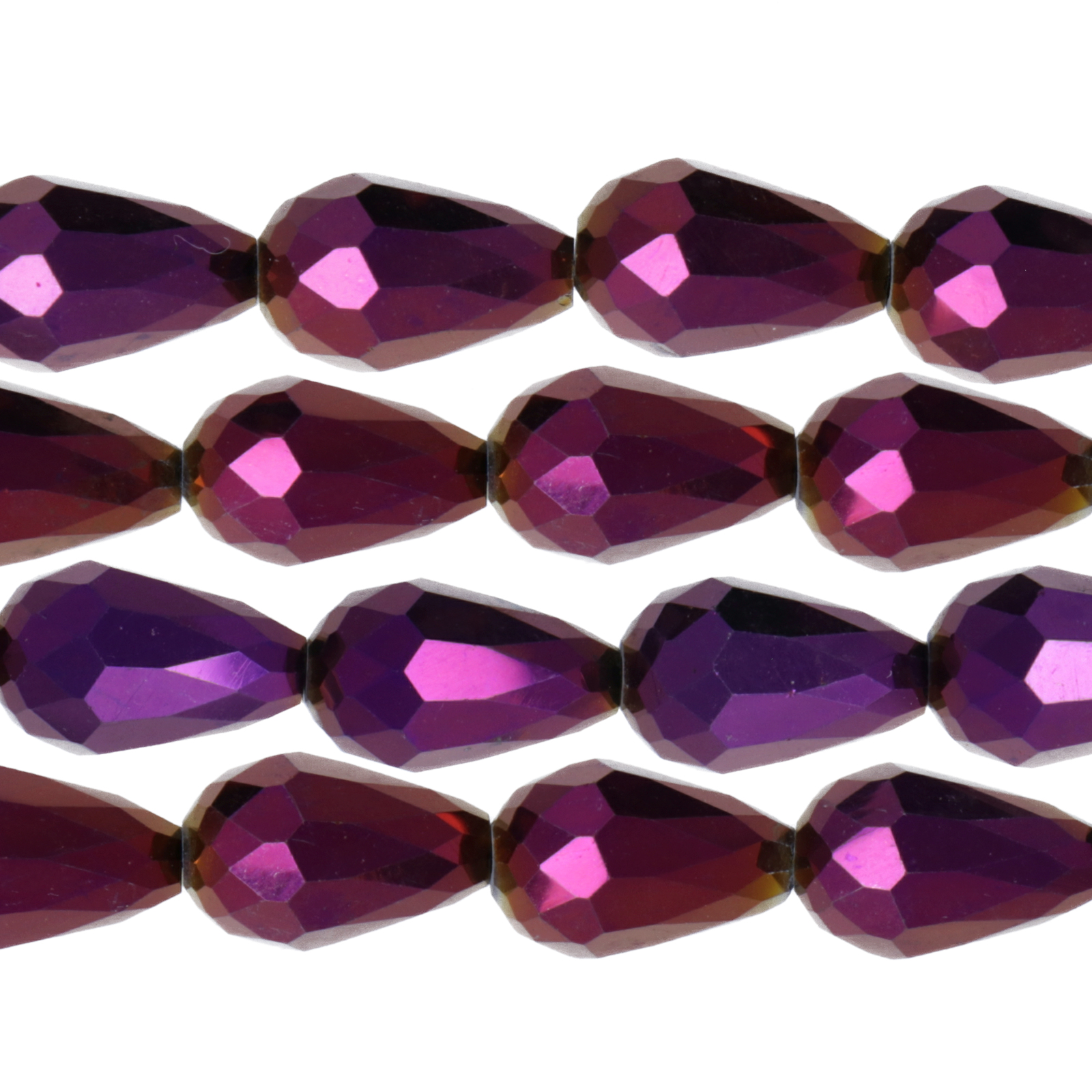 metallic amethyst chinese crystal faceted briolette 15x10mm | 25pc