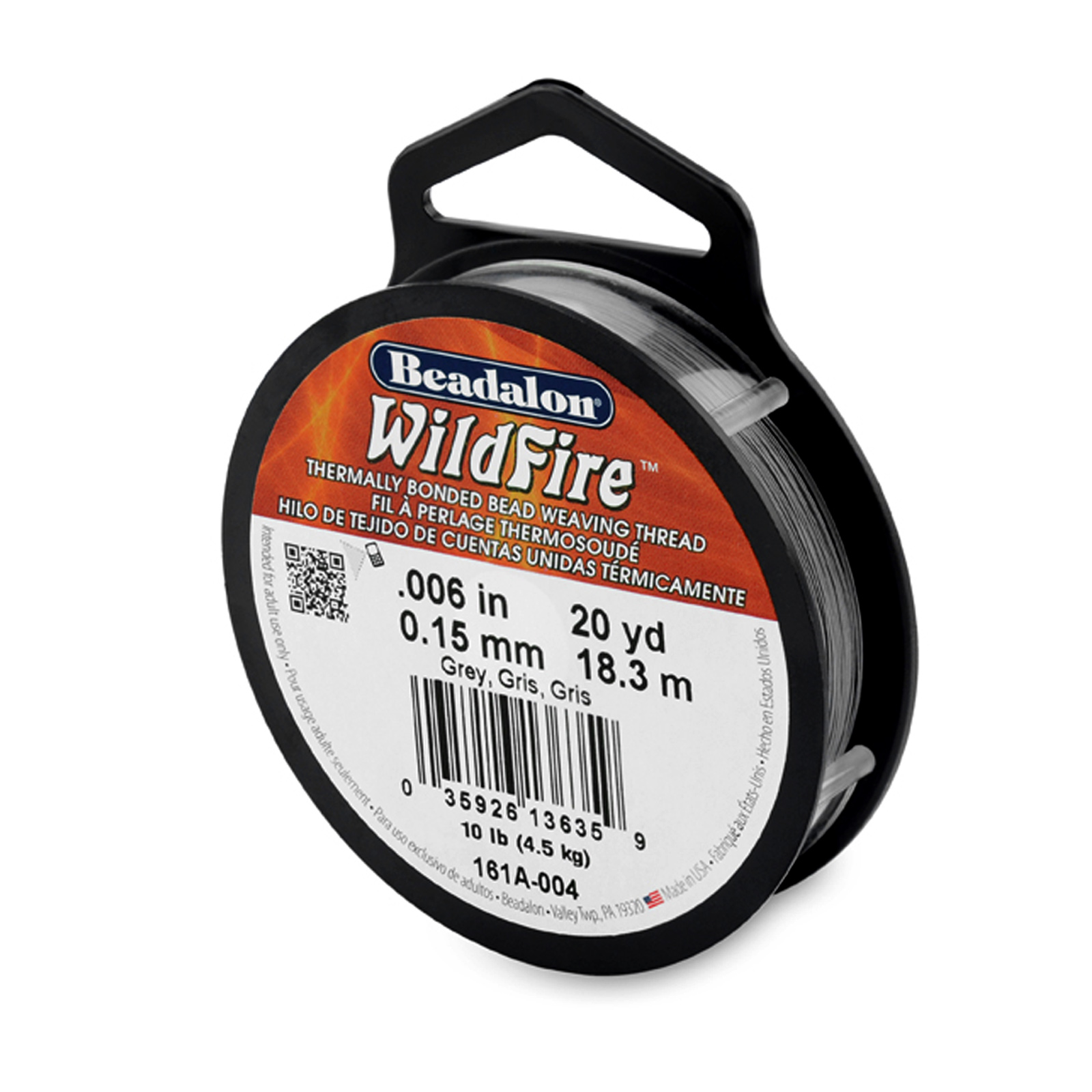 grey wildfire beading thread - size 0,15mm - 18,3mt spool | 1pc
