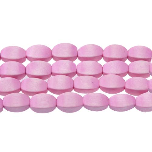 dyed wood beads - pink 4 sides olive 15x10mm | 16-inch strand