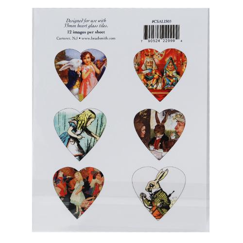 collage sheet - alice wonderland theme heart 33mm | 1pc