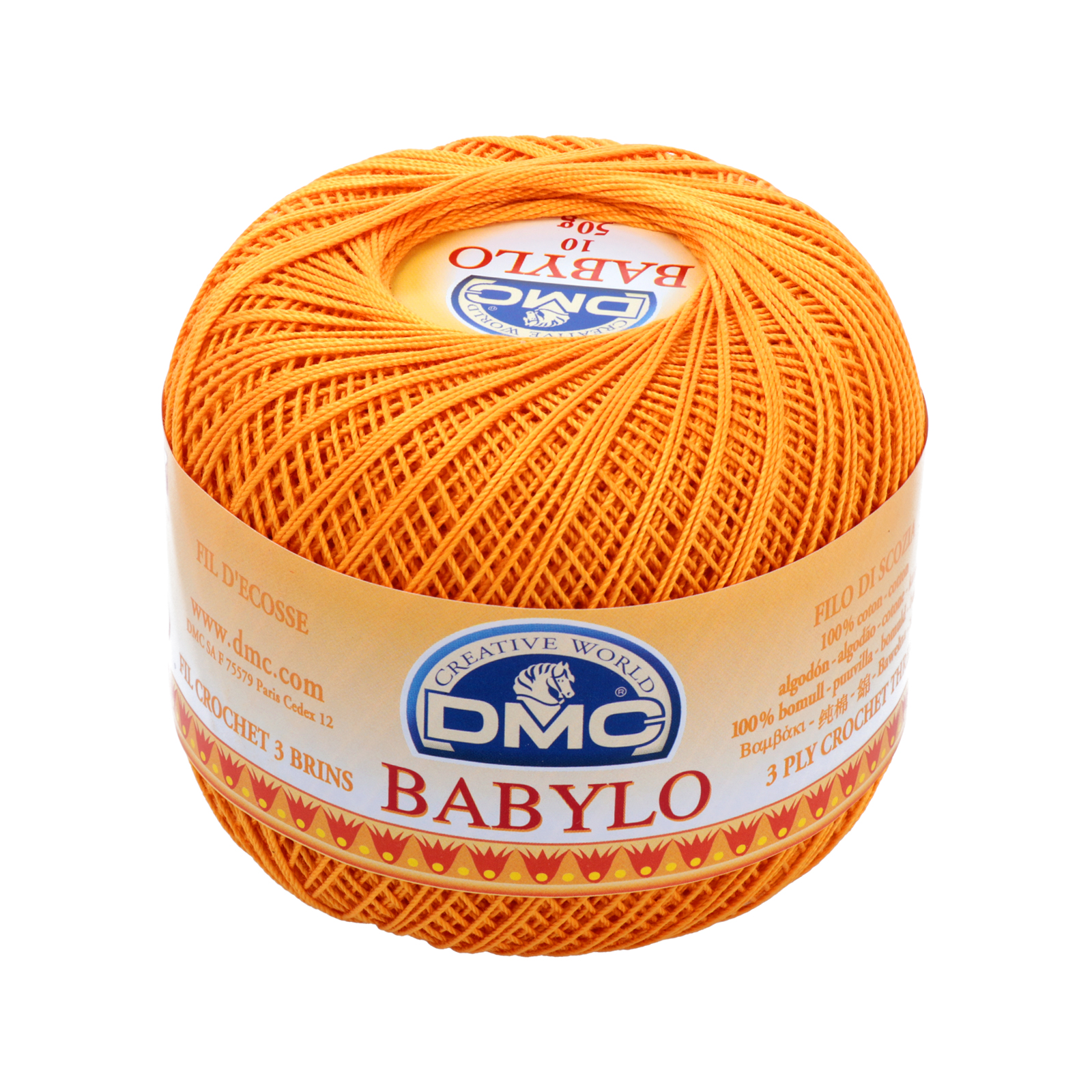 babylo 10 dmc crochet thread - orange (741) - 50gr (267mt) | 1pc