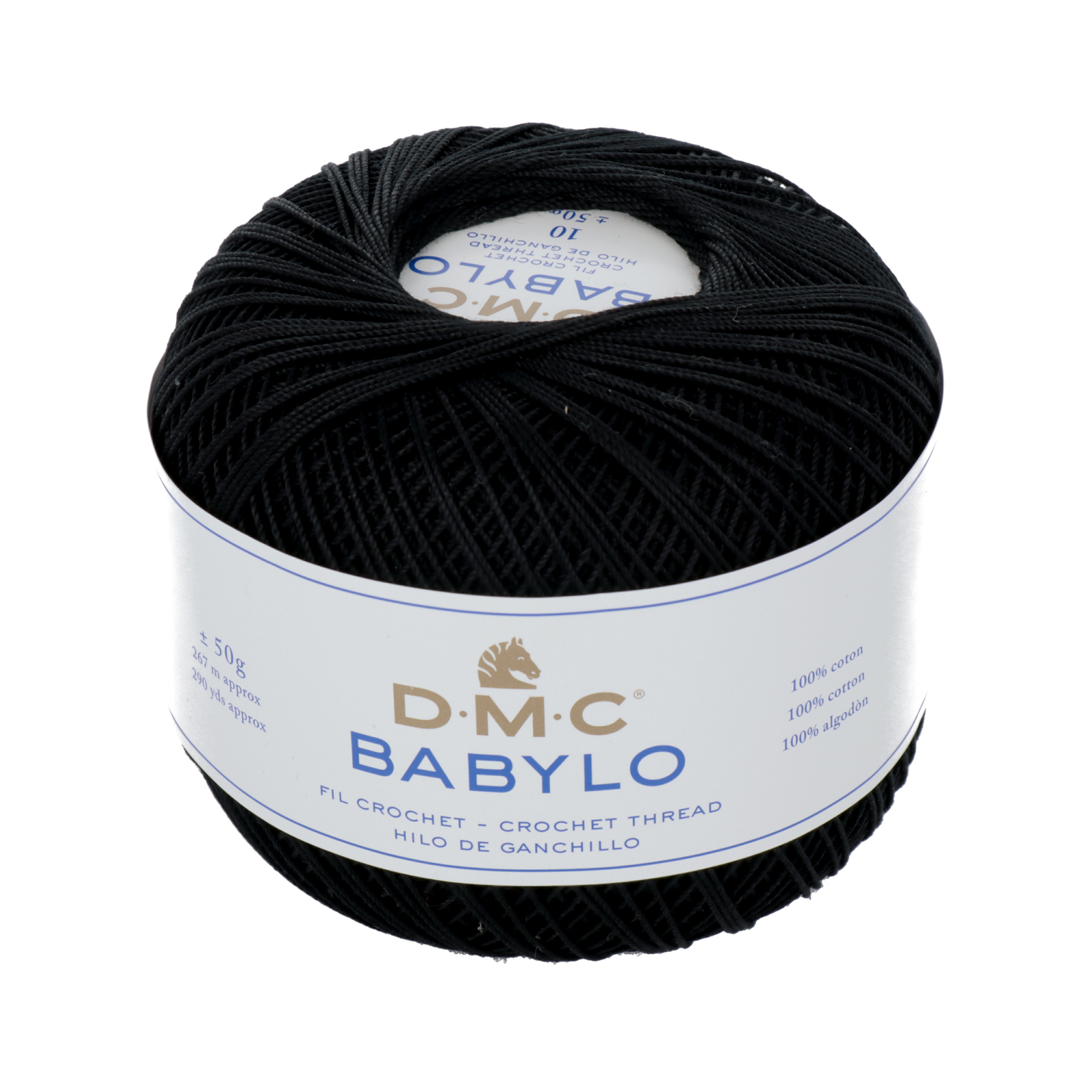 babylo 10 dmc crochet thread - black (310) - 50gr (267mt) | 1pc
