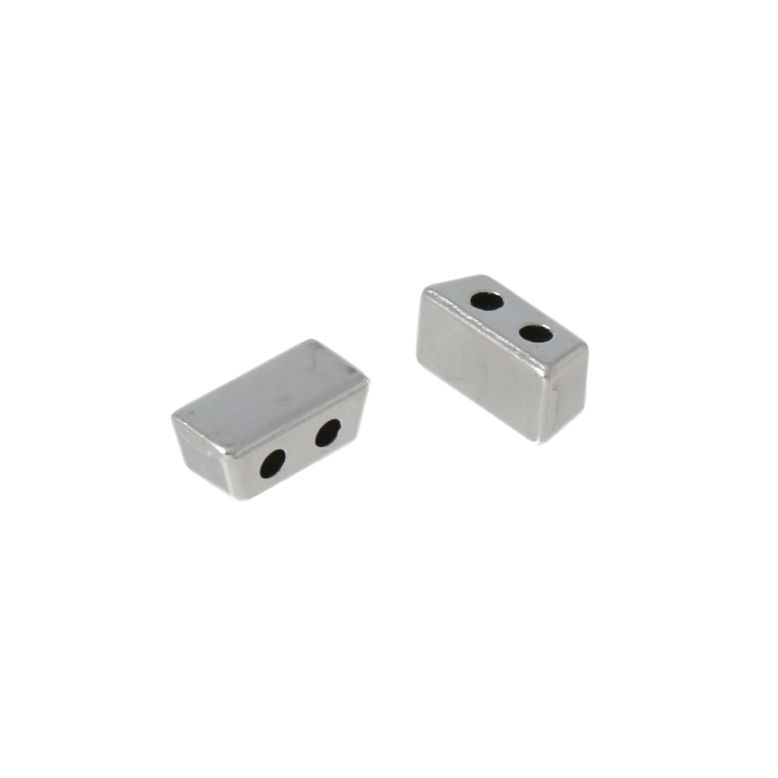 two hole joint bead antique silver plated rectangle 8x4mm | 4pc