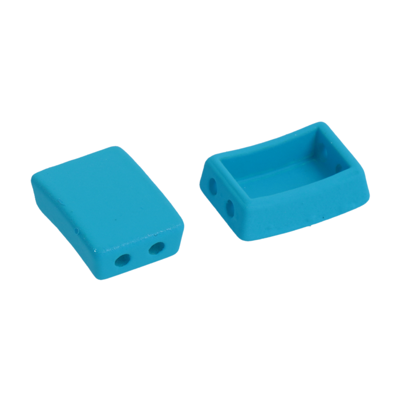 two hole joint bead rubber effect blue rectangle 12x8mm | 2pc