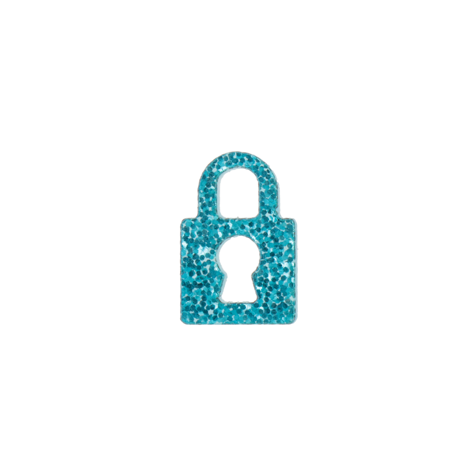 plexiglass charm glitter turquoise padlock 14x10mm | 4pc