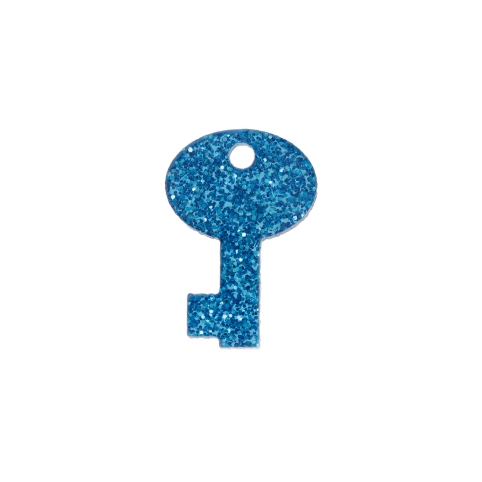 plexiglass charm glitter blue key 15x10mm | 4pc