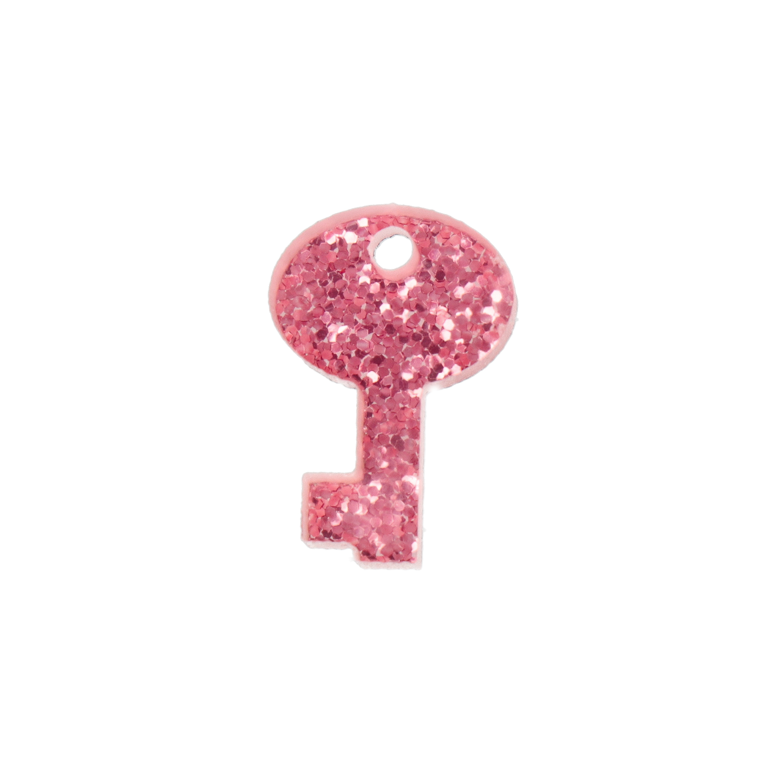plexiglass charm glitter pink key 15x10mm | 4pc