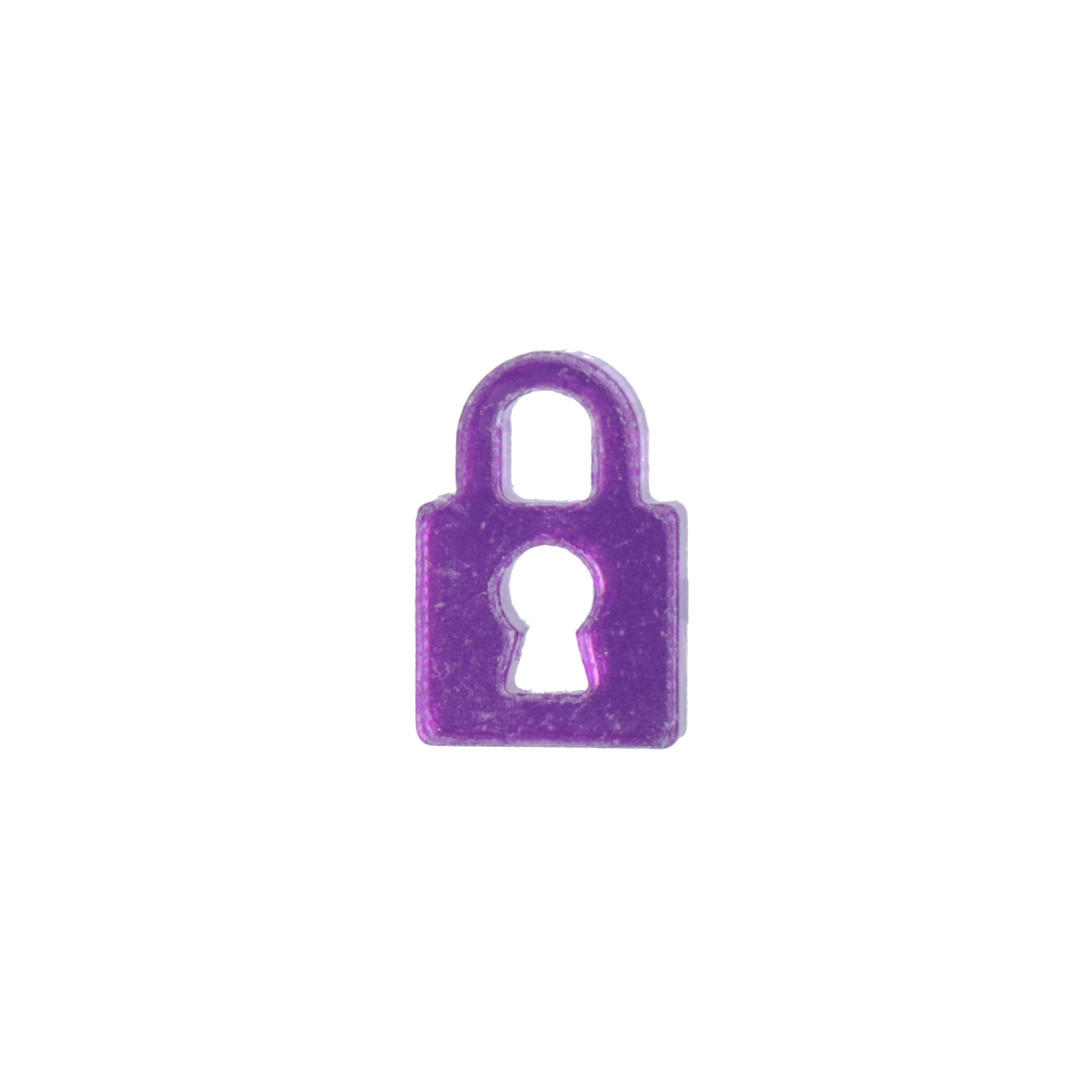 plexiglass charm purple mirror padlock 14x10mm | 4pc