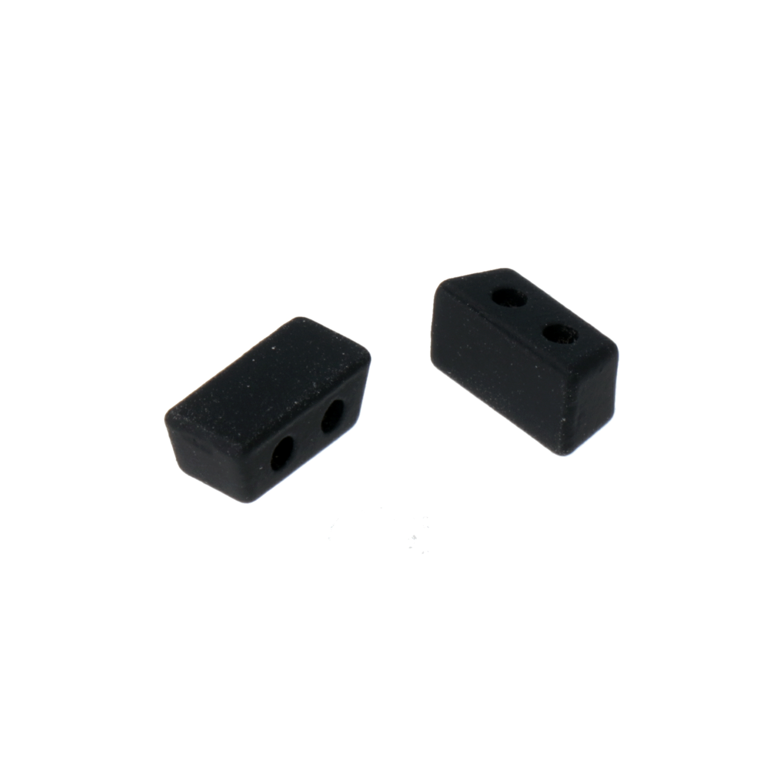 two hole joint bead rubber effect black rectangle 8x4mm | 2pc