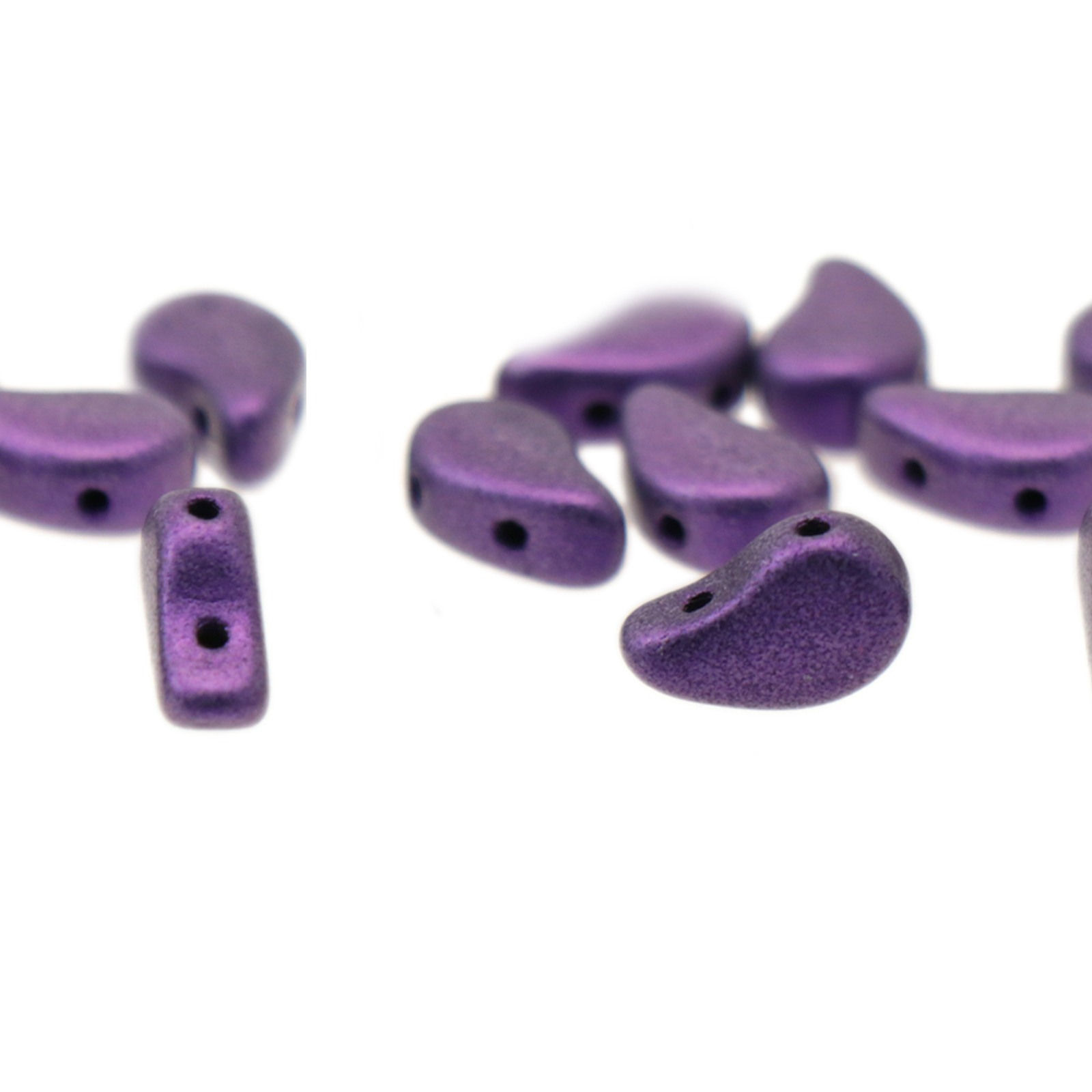 paisley duo beads metallic suede purple 8x5mm | 10gr