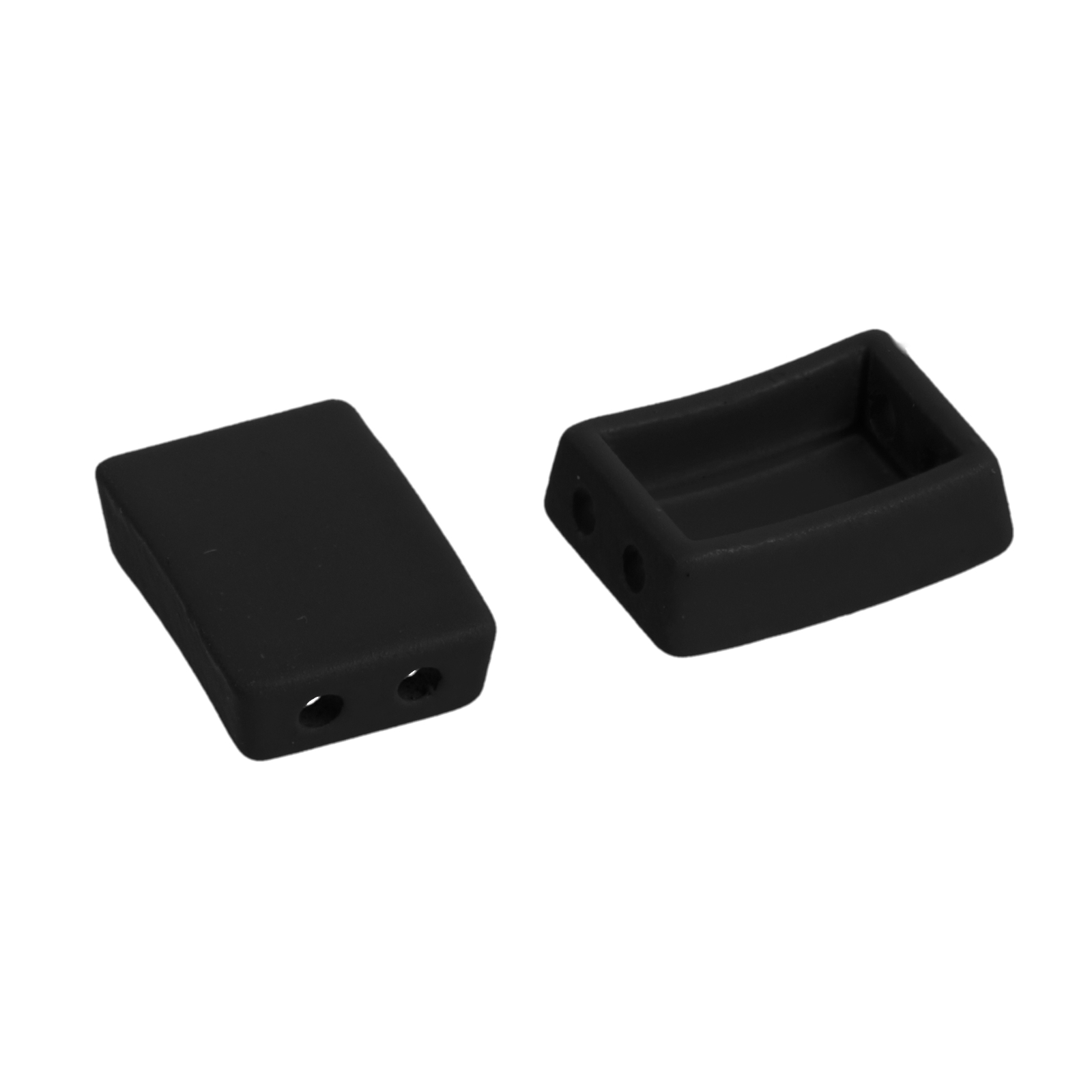 two hole joint bead rubber effect black rectangle 12x8mm | 2pc