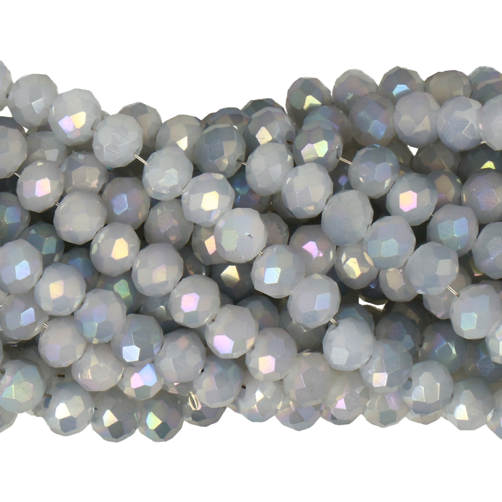 opal light grey luster chinese crystal faceted roundelle 4x3mm | 1 strand