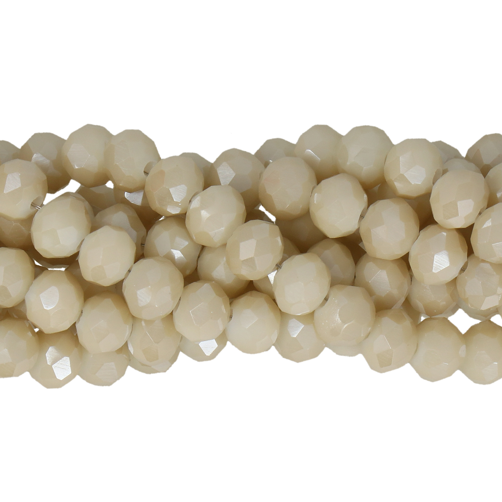 opaque ecrù ab chinese crystal faceted roundelle 6x4mm | 1 strand