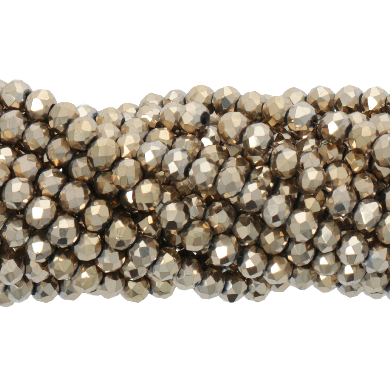 chinese glasperlen facettiertes rondelle metallic light gold 4x3mm | 1-strang