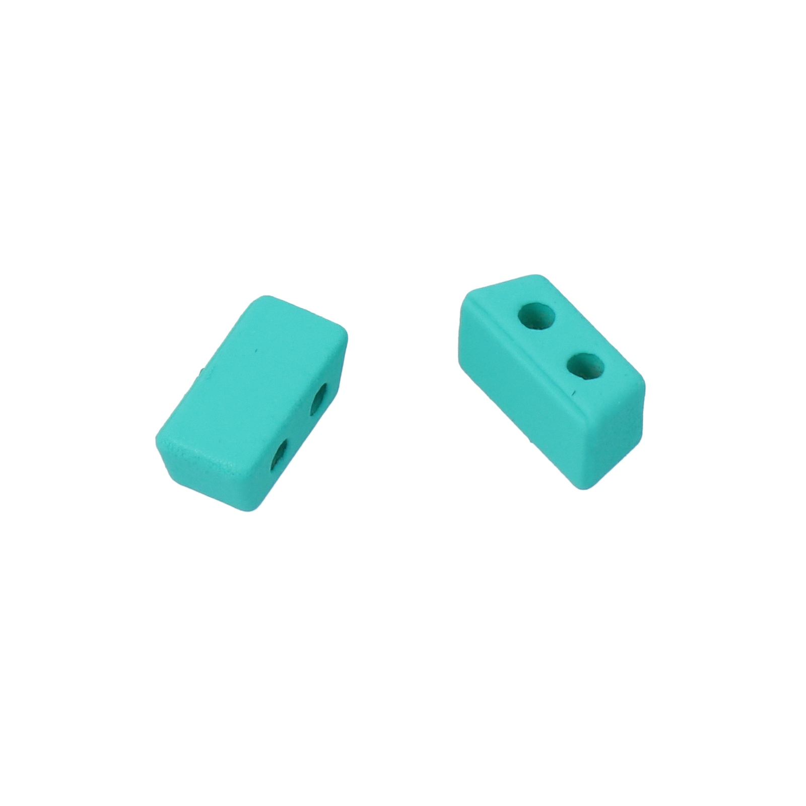 two hole joint bead rubber effect green rectangle 8x4mm | 2pc