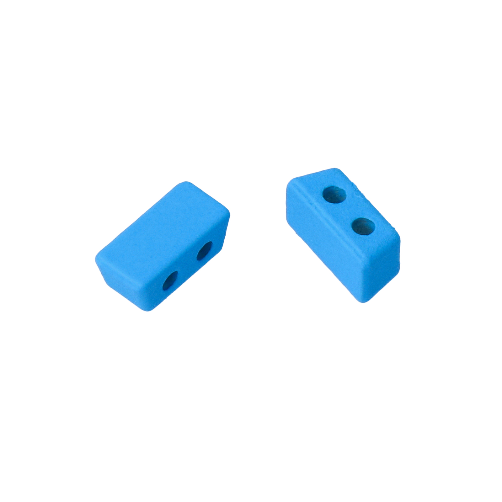 two hole joint bead rubber effect blue rectangle 8x4mm | 2pc