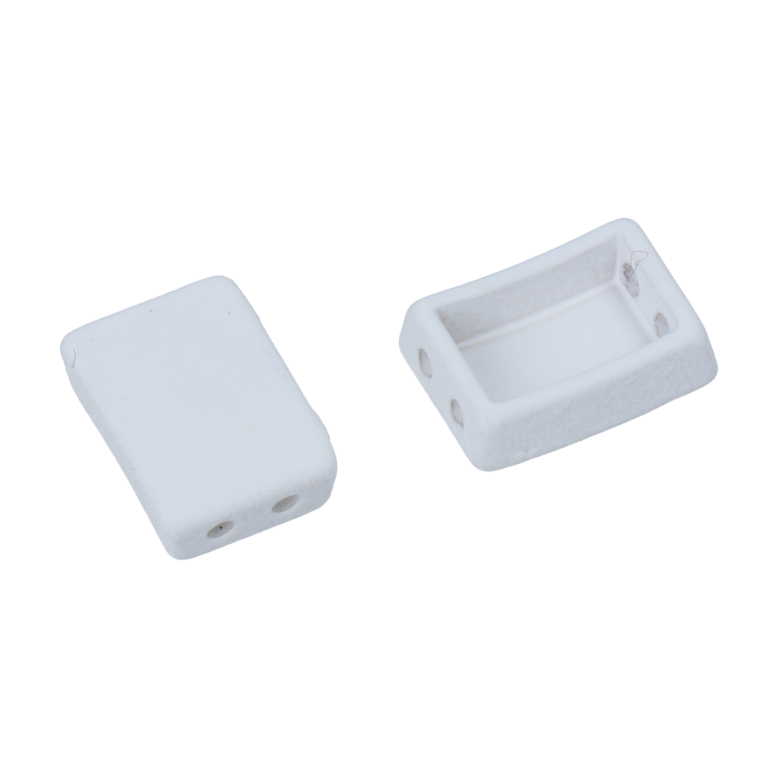 two hole joint bead rubber effect white rectangle 12x8mm | 2pc