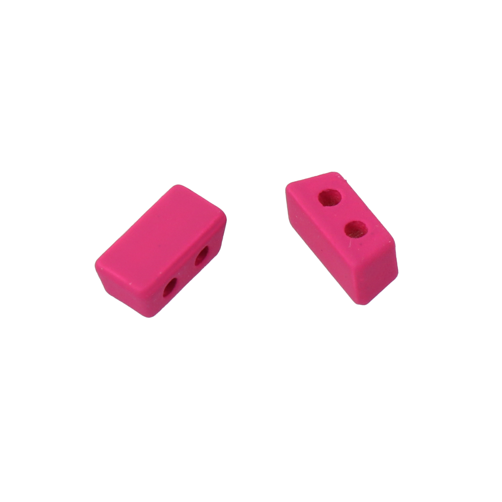 two hole joint bead rubber effect fuchsia rectangle 8x4mm | 2pc