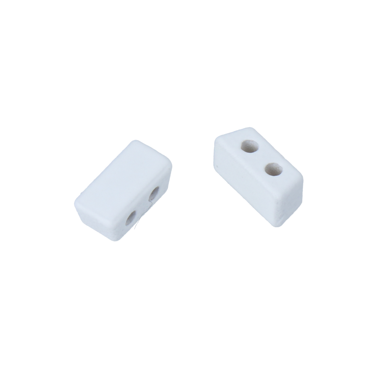 two hole joint bead rubber effect white rectangle 8x4mm | 2pc