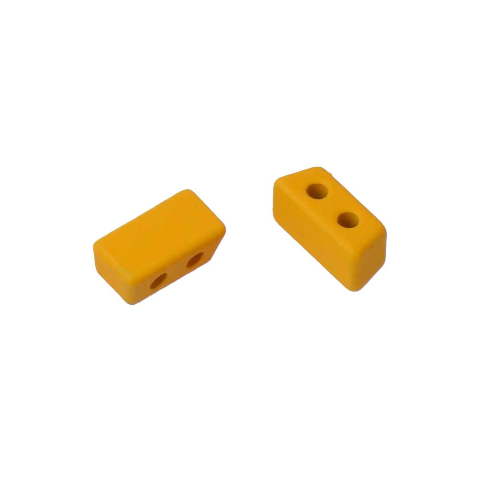 perlen 2 löcher joint gummi effekt gelb rechteck 8x4mm | 2st