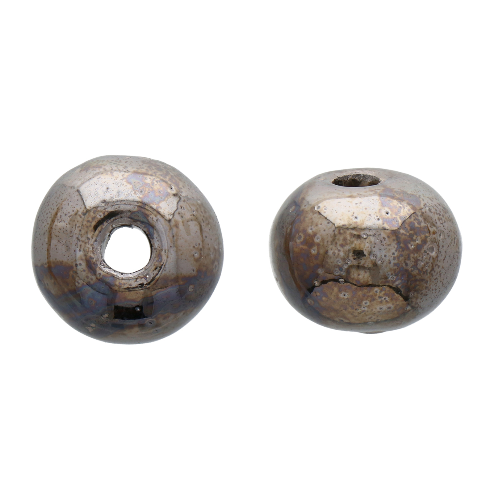 keramik perlen - steel grey - rund 16mm | 2st
