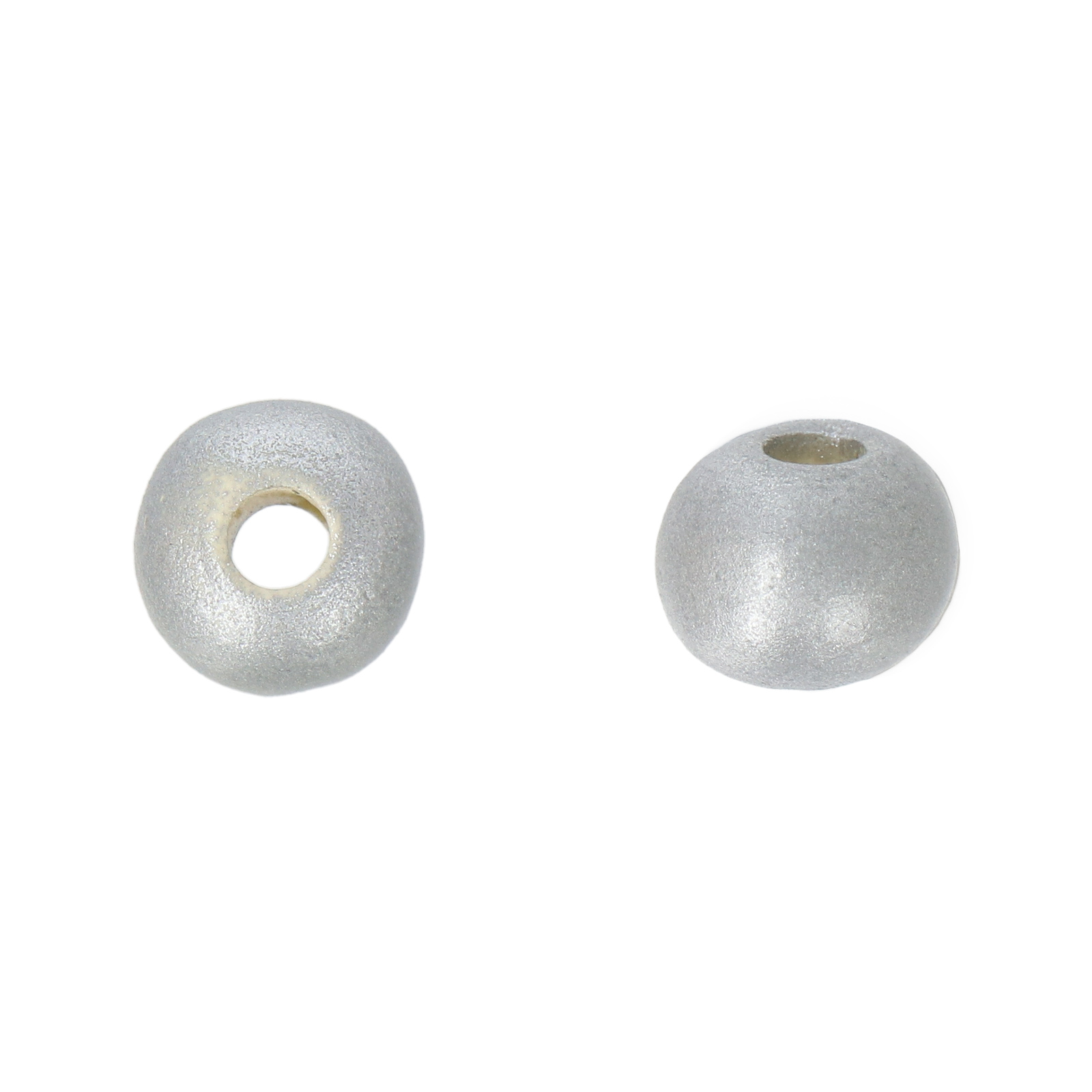 matte silver ceramic beads round 8mm | 2pc