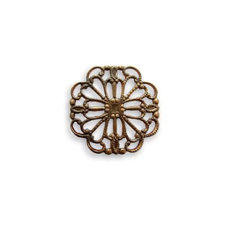 vintaj natural brass princess cut filigree link 15mm | 1pc