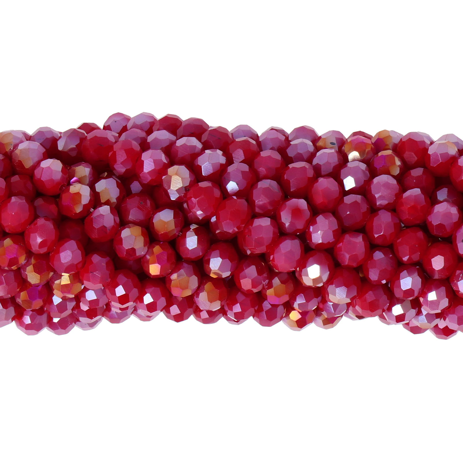 opaque dark red ab chinese crystal faceted roundelle 4x3mm | 1 strand